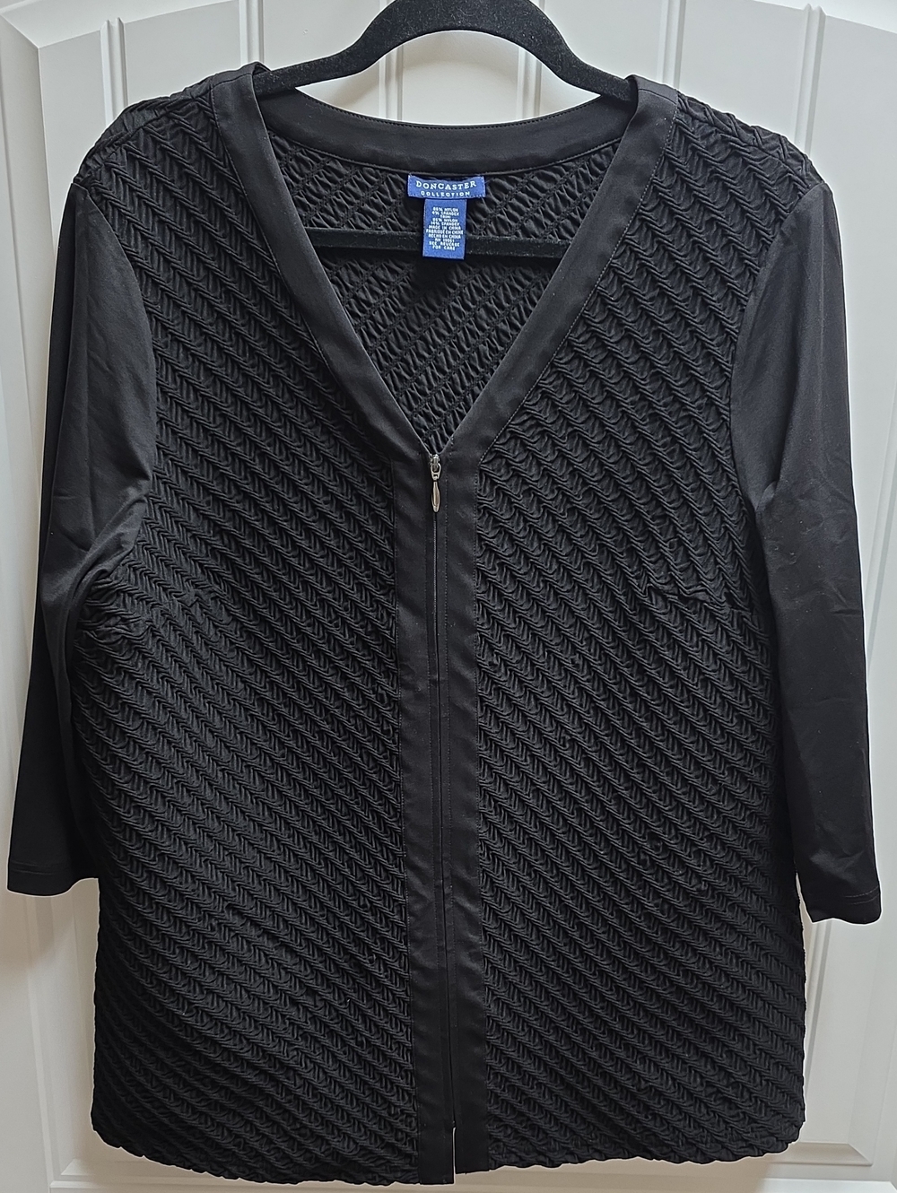 Doncaster Black Textured Zip Cardigan 14W Womens